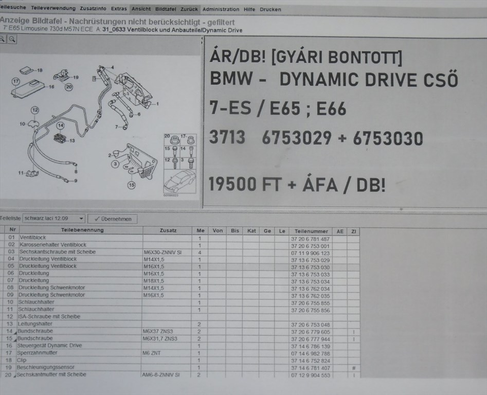 ÁR/DB! [GYÁRI BONTOTT] BMW - DYNAMIC DRIVE CSŐ  - 7-ES / E65 ; E66  - 3713 6753029 + 6753030 5. kép